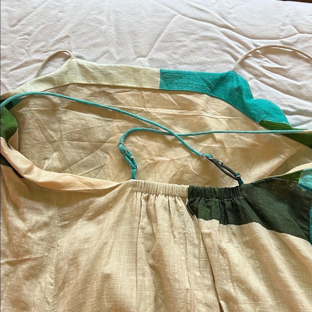 Banana Republic Cream Dress with Teal and Dark Green Blocks - Picture 5 of 10